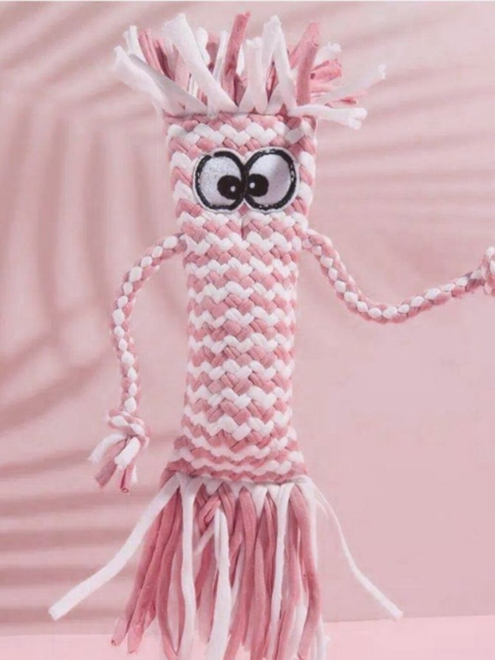 Bella Jaxony Soft Pink Fringed Squeaky Funny Character Three Toy Gift Packaged